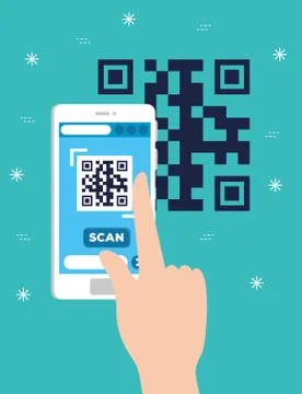 Hand user scan qr code with smartphone Stock Illustration