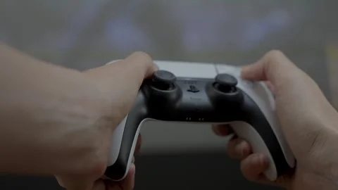 Hand uses video game controller POV Stock Footage 313703158