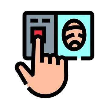 Hand using biometric fingerprint scanner for access control Stock Illustration