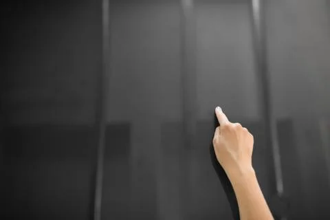 Hand using black interactive panel Stock Photos
