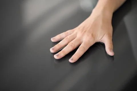 Hand using black interactive panel Stock Photos
