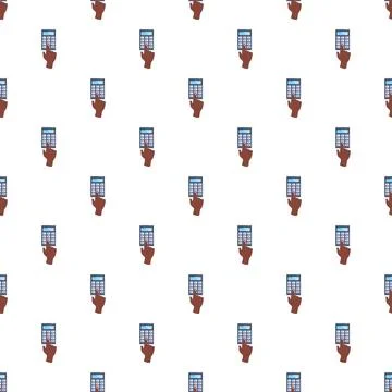 Hand using calculator keypad seamless pattern 库存插图