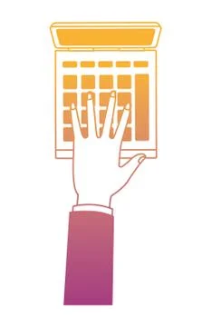 Hand using calculator rainbow lines 스톡 일러스트