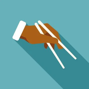 Hand using chopsticks preparing to pick up food Stock Illustration