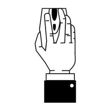 Hand using computer mouse cartoon isolated in black and white 스톡 일러스트