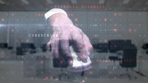Hand using computer mouse, cybersecurity animation with malware detected text Stock Footage 329369148