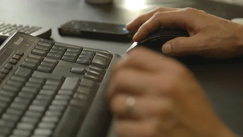 Hand Using Computer Mouse Stock Footage 127035998