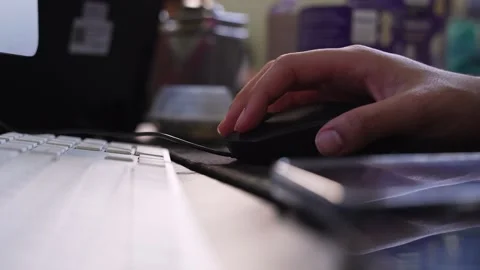 Hand Using Computer Mouse Stock Footage 334796473