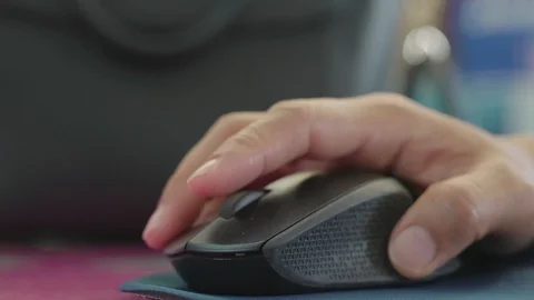 Hand using computer wireless mouse Stock Footage 119694255