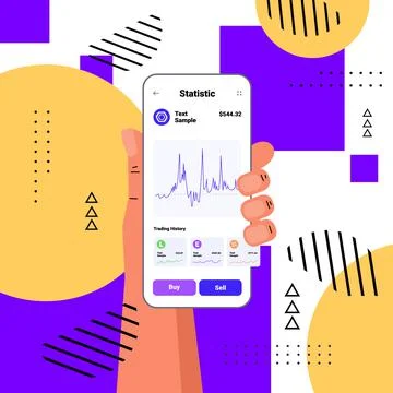 Hand using cryptocurrency application on smartphone virtual money wallet banking Stock Illustration