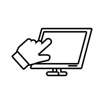 Hand using desktop computer イラスト素材