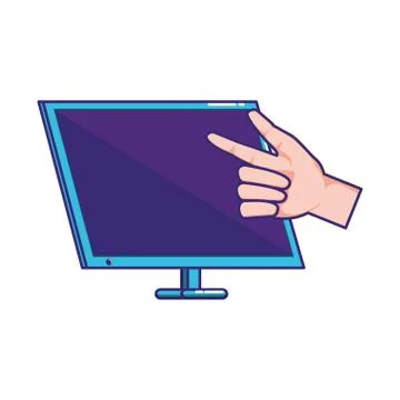Hand using desktop computer 스톡 일러스트