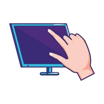 Hand using desktop computer イラスト素材