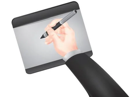 Hand Using A Digital Drawing Tablet Illustrazione stock