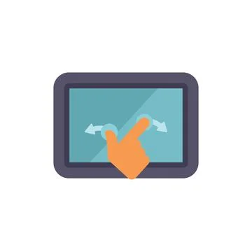 Hand using digital tablet zooming with two fingers gesture Illustrazione stock