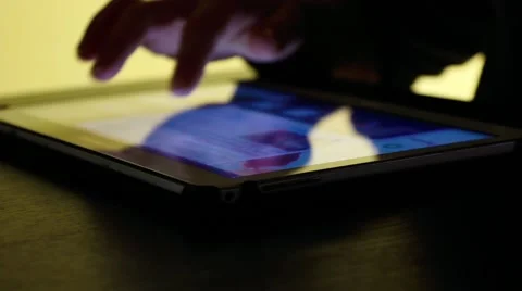 Hand using finger for touching keyboard tablet computer pc touchscreen Stock Footage 48508491