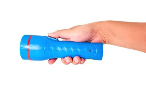 Hand using flash light Foto stock