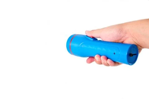 Hand using flash light Stock Photos