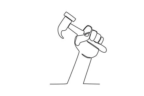 A hand is using a hammer Stock Illustration