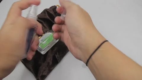 HAND USING HANDSANITIZER Stock Footage 160021855