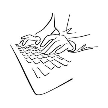 Hand using keyboard of computer vector illustration sketch hand drawn with bl 스톡 일러스트