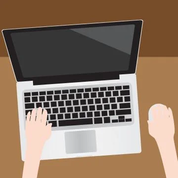 Hand using laptop and mouse Illustrazione stock