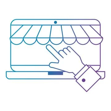 Hand using laptop with parasol Illustrazione stock