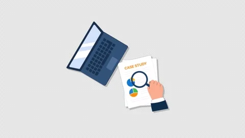 Hand Using Magnifying Glass to Examine Case Study Report Animation - Transparent Stock Footage 337519733