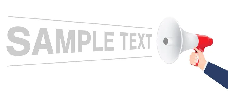 Hand using megaphone with sample text Stock Illustration