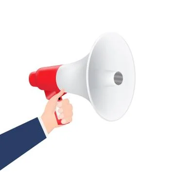 Hand using megaphone on a white background Stock Illustration