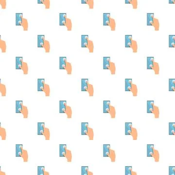 Hand using mobile device seamless pattern background Illustrazione stock