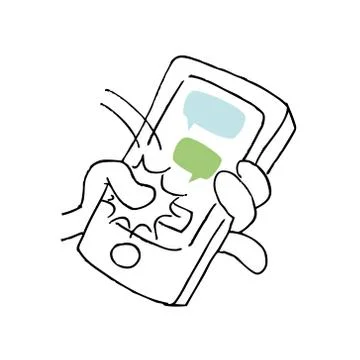 Hand using Mobile Phone Stock Illustration