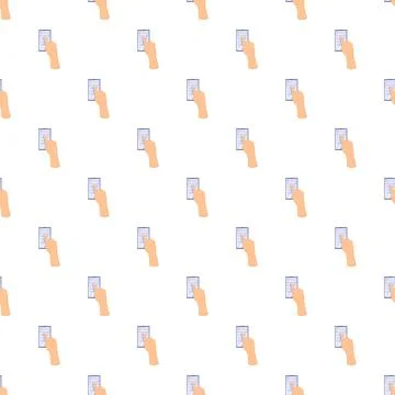 Hand using mobile phone touchscreen scrolling seamless pattern 스톡 일러스트