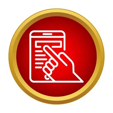 Hand using mobile tablet touchscreen technology icon Stock Illustration