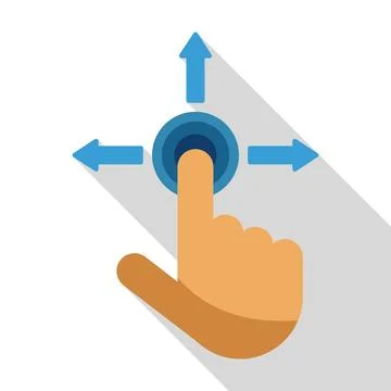 Hand using a multi directional control interface, useful for navigation, gami Stock Illustration