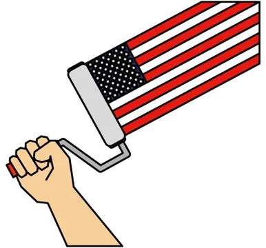 Hand using paint roller painting usa flag Illustration