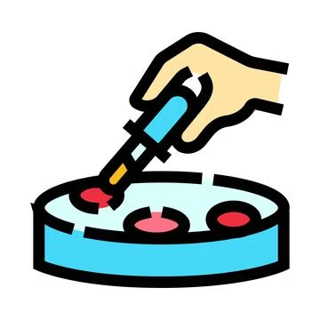 Hand using pipette in petri dish for research Stock Illustration
