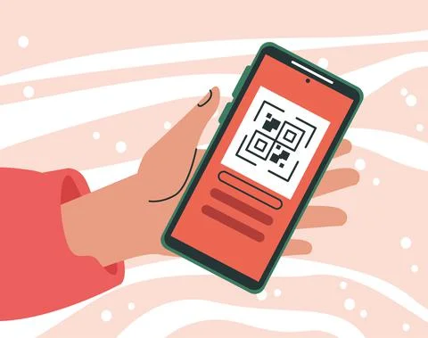 Hand using qr in smartphone Stock Illustration
