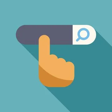 Hand using search bar finding information online Illustrazione stock