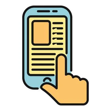 Hand using smartphone application browsing digital content Illustrazione stock