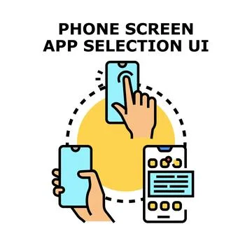 Hand using smartphone application user interface selection Stock Illustration