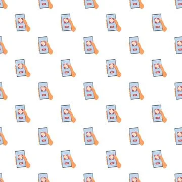 Hand using smartphone buy button seamless pattern Stock Illustration