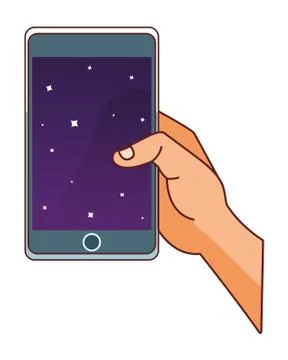 Hand using smartphone cartoon Illustrazione stock