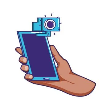 Hand using smartphone with cctv camera Stock Illustration