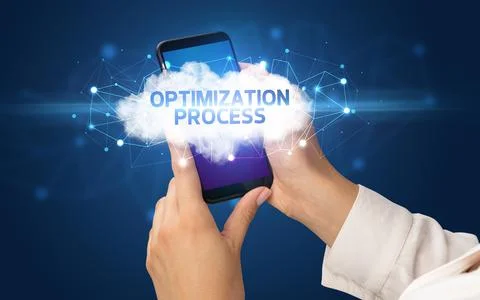 Hand using smartphone with cloud business concept Foto stock