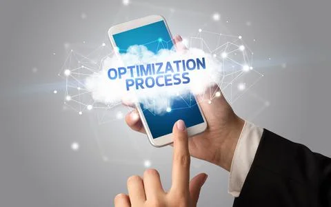 Hand using smartphone with cloud business concept Foto stock