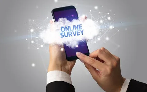 Hand using smartphone with cloud business concept Stock Photos