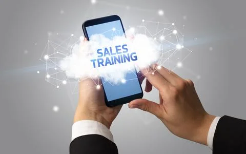 Hand using smartphone with cloud business concept Stock Photos