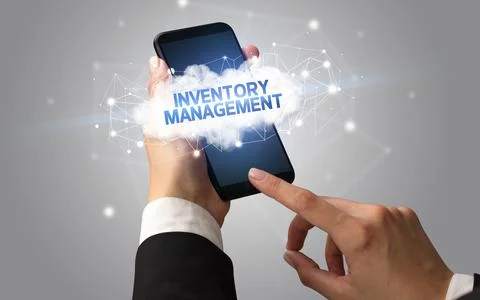 Hand using smartphone with cloud business concept Stock Photos