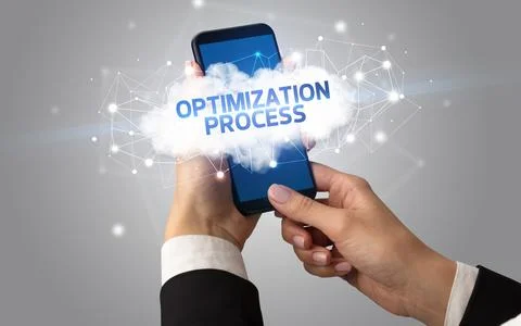 Hand using smartphone with cloud business concept Foto stock